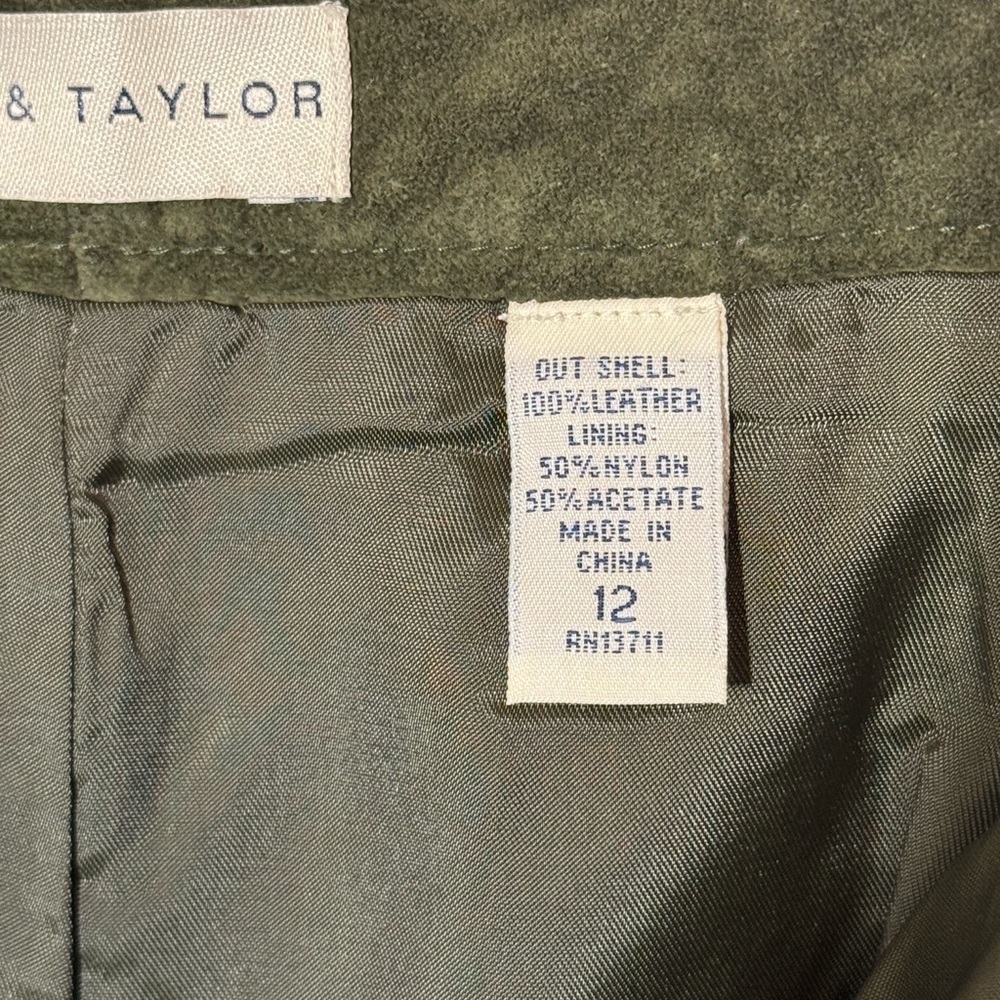 Lord & Taylor 100% Green Leather Pants - Picture 5 of 6